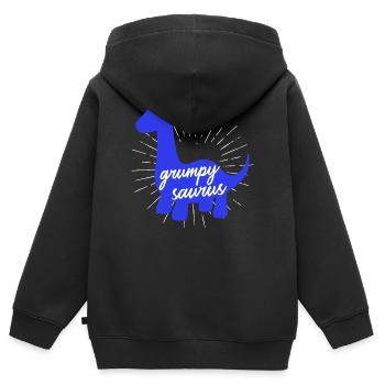 Grumpysaur : design drôle de dinosaure Brachiosaurus - Sweat Premium à capuche zippé enfant bio - noir - Dos - AI Model Kid Male (0cm)