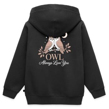 Eulen Owl Always Love You Liebe Valentinstag Eule - Kinder Premium Organic Zip Hoodie - Schwarz - Hinten - AI Model Kid Male (0cm)