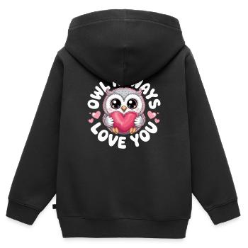 Eulen Owl Always Love You Liebe Valentinstag Eule - Kinder Premium Organic Zip Hoodie - Schwarz - Hinten - AI Model Kid Male (0cm)