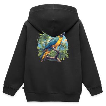 L’ère de l’ara - Sweat Premium à capuche zippé enfant bio - noir - Dos - AI Model Kid Male (0cm)
