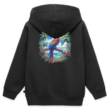 L’ère de l’ara - Sweat Premium à capuche zippé enfant bio - noir - Dos - AI Model Kid Male (0cm)