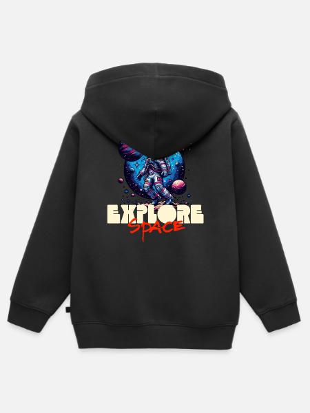 Explore Space Astronaut - Kinder Premium Organic Zip Hoodie - Schwarz
