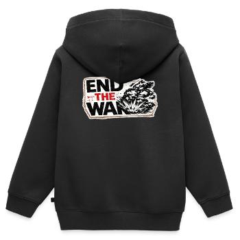 War No More – Sticker Peace & Humanity  - Sweat Premium à capuche zippé enfant bio - noir - Dos - AI Model Kid Male (0cm)