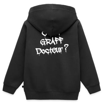 C'EST GRAFF DOCTEUR ?  - Sweat Premium à capuche zippé enfant bio - noir - Dos - AI Model Kid Male (0cm)