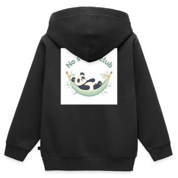 Stressfreier Club Panda in Hängematte - Kinder Premium Organic Zip Hoodie - Schwarz - Hinten - AI Model Kid Male (0cm)