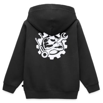 Schrauberkraft im Zahnrad-Design - Kinder Premium Organic Zip Hoodie - Schwarz - Hinten - AI Model Kid Male (0cm)