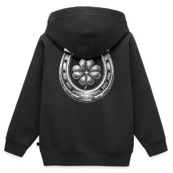 Glücksbringer  - Kinder Premium Organic Zip Hoodie - Schwarz - Hinten - AI Model Kid Male (0cm)
