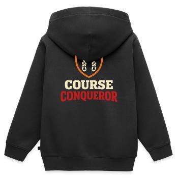 Parcours d’obstacles Course d’obstacles OCR - Sweat Premium à capuche zippé enfant bio - noir - Dos - AI Model Kid Male (0cm)