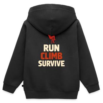 Parcours d’obstacles Course d’obstacles OCR - Sweat Premium à capuche zippé enfant bio - noir - Dos - AI Model Kid Male (0cm)