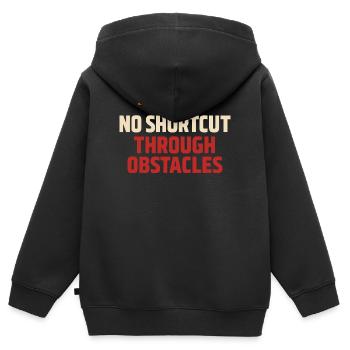 Parcours d’obstacles Course d’obstacles OCR - Sweat Premium à capuche zippé enfant bio - noir - Dos - AI Model Kid Male (0cm)