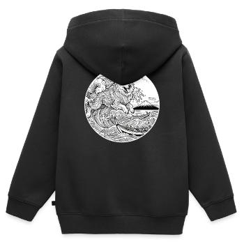 Eurasier | Fluffy Wave - Kinder Premium Organic Zip Hoodie - Schwarz - Hinten - AI Model Kid Male (0cm)