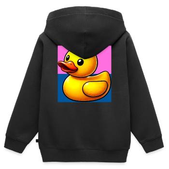 Ente Ente Ente Ente Ente - Kinder Premium Organic Zip Hoodie - Schwarz - Hinten - AI Model Kid Male (0cm)