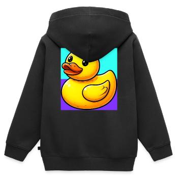 Caneton Canard Canard Canard - Sweat Premium à capuche zippé enfant bio - noir - Dos - AI Model Kid Male (0cm)