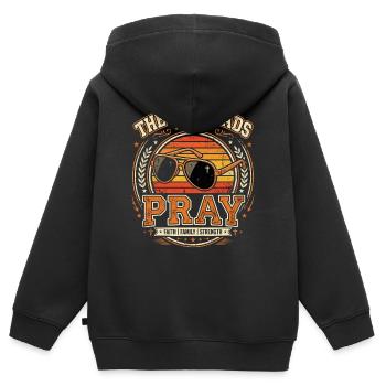 The Cool Dads Pray Mann Gottes Papa Glaube Kreuz - Kinder Premium Organic Zip Hoodie - Schwarz - Hinten - AI Model Kid Male (0cm)