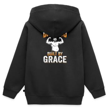 Dad Bod Built By Grace Gesegneter Papa Gott Humor - Kinder Premium Organic Zip Hoodie - Schwarz - Hinten - AI Model Kid Male (0cm)