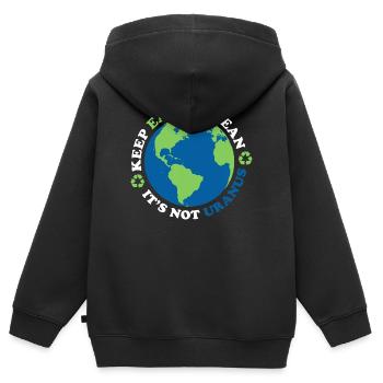 Gardez la Terre propre, ce n’est pas Uranus - Sweat Premium à capuche zippé enfant bio - noir - Dos - AI Model Kid Male (0cm)