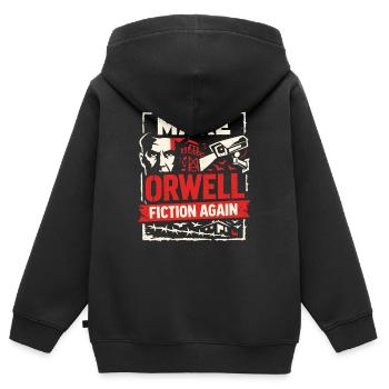 Make Orwell Fiction Again - Kinder Premium Organic Zip Hoodie - Schwarz - Hinten - AI Model Kid Male (0cm)