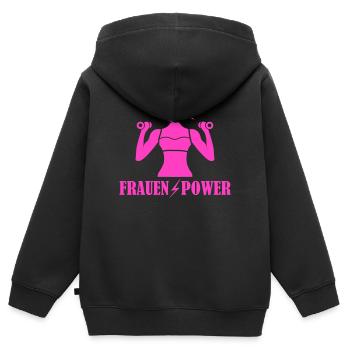 Frauenpower Krafttraining - Kinder Premium Organic Zip Hoodie - Schwarz - Hinten - AI Model Kid Male (0cm)