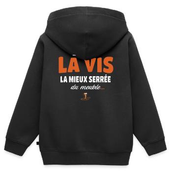 T’es pas la vis la mieux serrée du meuble - Sweat Premium à capuche zippé enfant bio - noir - Dos - AI Model Kid Male (0cm)