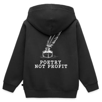 Poesie-Nicht-Profit-Feder - Kinder Premium Organic Zip Hoodie - Schwarz - Hinten - AI Model Kid Male (0cm)