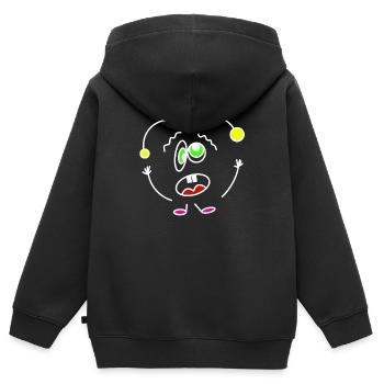 Battement de cœur fou - Sweat Premium à capuche zippé enfant bio - noir - Dos - AI Model Kid Male (0cm)
