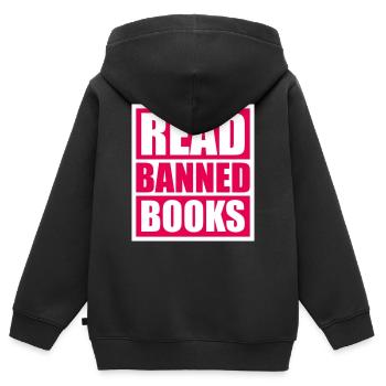 Read Banned Books Verbotene Bücher Lesen Freiheit - Kinder Premium Organic Zip Hoodie - Schwarz - Hinten - AI Model Kid Male (0cm)
