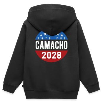Wähle Camacho 2028 Lustige Parodie Lustig - Kinder Premium Organic Zip Hoodie - Schwarz - Hinten - AI Model Kid Male (0cm)