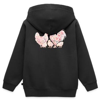 Hahn Familie Kücken - Kinder Premium Organic Zip Hoodie - Schwarz - Hinten - AI Model Kid Male (0cm)