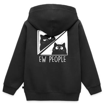 Ew People Katzenliebhaber Katzenhumor Antisozial - Kinder Premium Organic Zip Hoodie - Schwarz - Hinten - AI Model Kid Male (0cm)