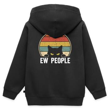 Ew People Katzenliebhaber Katzenhumor Antisozial - Kinder Premium Organic Zip Hoodie - Schwarz - Hinten - AI Model Kid Male (0cm)