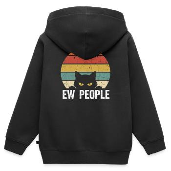 Ew People Katzenliebhaber Katzenhumor Antisozial - Kinder Premium Organic Zip Hoodie - Schwarz - Hinten - AI Model Kid Male (0cm)