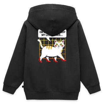 High-Heel Katze: Frech und Charmant - Kinder Premium Organic Zip Hoodie - Schwarz - Hinten - AI Model Kid Male (0cm)
