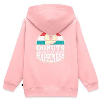 Restauration rapide en donuts - Sweat Premium à capuche zippé enfant bio - rose - Dos - AI Model Kid Female (0cm)