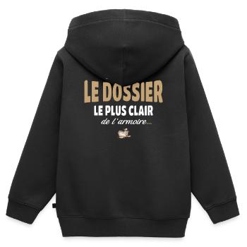 T’es pas le dossier le plus clair de l’armoire - Sweat Premium à capuche zippé enfant bio - noir - Dos - AI Model Kid Male (0cm)