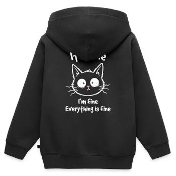 It's Fine I'm Fine Everything is Fine Cats - Kids Premium Organic Zip-up Hoodie - black - Back - AI Model Kid Male (0cm)