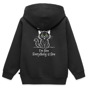 It's Fine I'm Fine Everything is Fine Cats - Kids Premium Organic Zip-up Hoodie - black - Back - AI Model Kid Male (0cm)