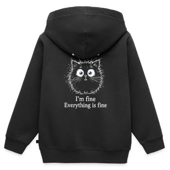 It's Fine I'm Fine Everything is Fine Cats - Kids Premium Organic Zip-up Hoodie - black - Back - AI Model Kid Male (0cm)
