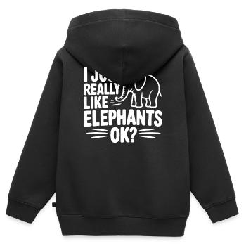 Ich mag Elefanten einfach wirklich, okay? - Kinder Premium Organic Zip Hoodie - Schwarz - Hinten - AI Model Kid Male (0cm)