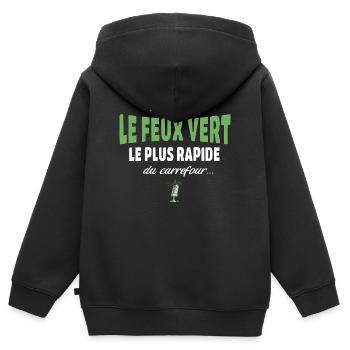 T’es pas le feu vert le plus rapide – Vanne - Sweat Premium à capuche zippé enfant bio - noir - Dos - AI Model Kid Male (0cm)