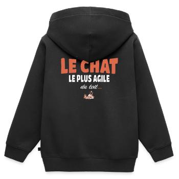 T’es pas le chat le plus agile du toit – Vanne - Sweat Premium à capuche zippé enfant bio - noir - Dos - AI Model Kid Male (0cm)