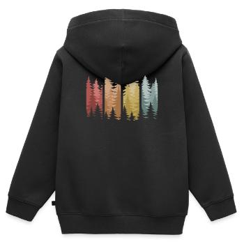 Forêt Nature Arbres Nature Nature Amoureux de la nature - Sweat Premium à capuche zippé enfant bio - noir - Dos - AI Model Kid Male (0cm)