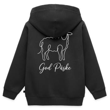God Påske, Süßes Lämmchen Oster Shirt, Hoodie - Kinder Premium Organic Zip Hoodie - Schwarz - Hinten - AI Model Kid Male (0cm)