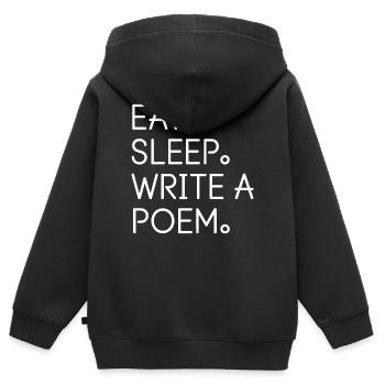 Iss, schlaf, ein Gedicht schreiben - Kinder Premium Organic Zip Hoodie - Schwarz - Hinten - AI Model Kid Male (0cm)