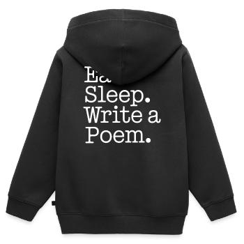 Iss, schlaf, ein Gedicht schreiben - Kinder Premium Organic Zip Hoodie - Schwarz - Hinten - AI Model Kid Male (0cm)