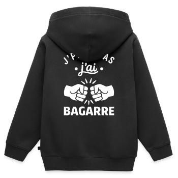 J'ai bagarre poings en duel - Sweat Premium à capuche zippé enfant bio - noir - Dos - AI Model Kid Male (0cm)