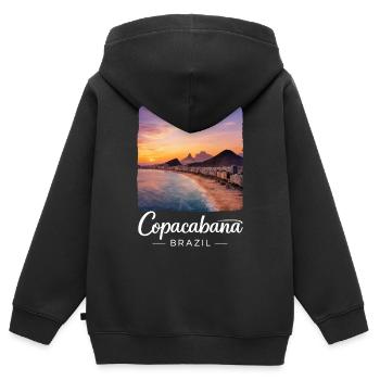 Copacabana Brasilien Sonnenuntergang Strandzauber - Kinder Premium Organic Zip Hoodie - Schwarz - Hinten - AI Model Kid Male (0cm)