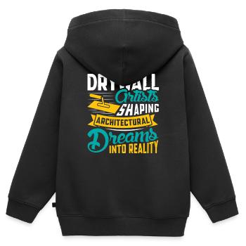 Constructeur de plaques de plâtre Installateur de plaques de plâtre - Sweat Premium à capuche zippé enfant bio - noir - Dos - AI Model Kid Male (0cm)