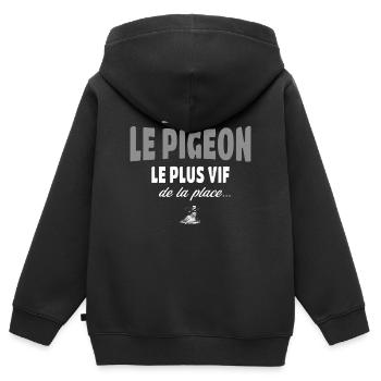 T’es pas le pigeon le plus vif de la place - vanne - Sweat Premium à capuche zippé enfant bio - noir - Dos - AI Model Kid Male (0cm)