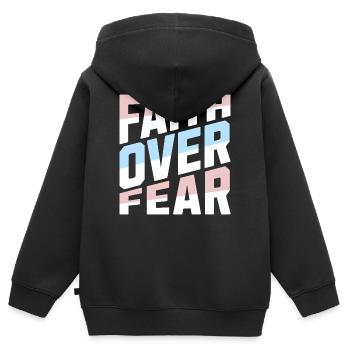 Faith Over Fear Pastell Christlich Inspirierend - Kinder Premium Organic Zip Hoodie - Schwarz - Hinten - AI Model Kid Male (0cm)