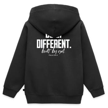 Built Different Built By God Psalm 139:14 - Kinder Premium Organic Zip Hoodie - Schwarz - Hinten - AI Model Kid Male (0cm)